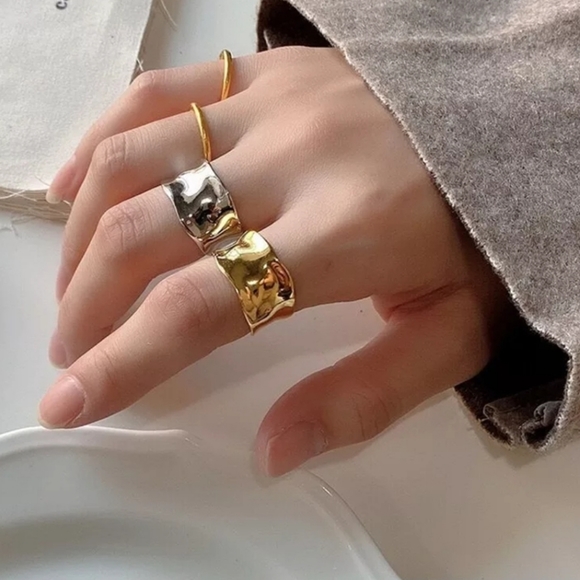 Silver Nugget Glossy Finish Ring - Picture 3 of 5